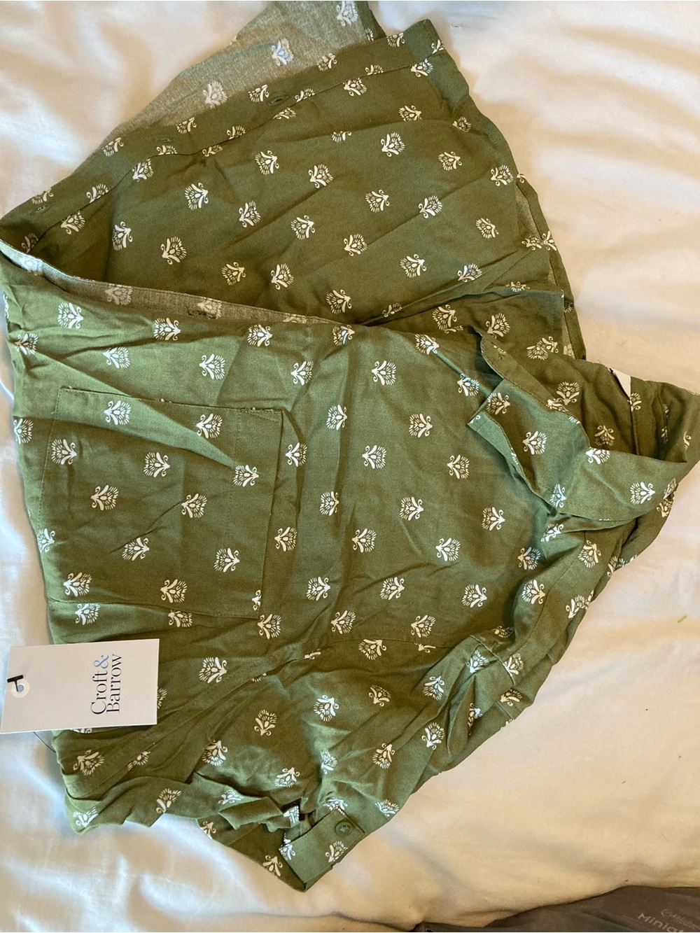 NWT croft & barrow Olive Green Floral Print Blouse